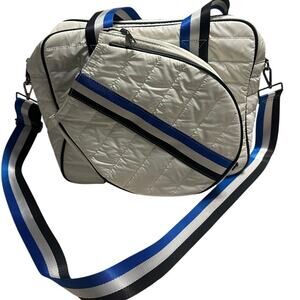 preneLOVE Tennis Sport Bag White Shoulder Crossbody Puffer White